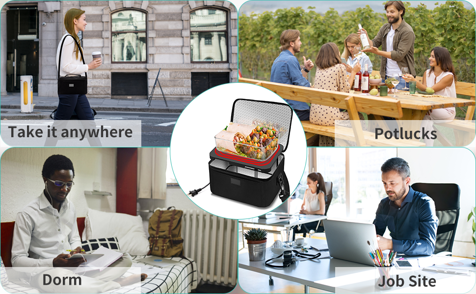 Portable Oven, 110V Portable Food Warmer Personal Portable Oven Mini  Electric Heated Lunch Box for Reheating & Raw Food Cooking in Office,  Travel